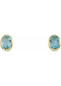 Paar Ohrhänger ADELIA ́S "1 585 Gold Ohrringe / Ohrstecker mit Aquamarin" Gr. Damen, Gelbgold 585, blau Damen 585 Gold mit Aquamarin Goldschmuck für