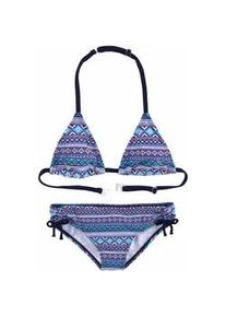 Triangel-Bikini s.Oliver Gr. 146/152, N-Gr, blau (blau-bedruckt) Kinder Bikini-Sets mit grafischem Druck