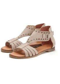 Sandale Lascana Gr. 35, grau (taupe) Damen Schuhe Sandalette, Sommerschuh aus hochwertigem Leder mit kleinen Cut-Outs