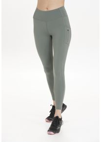 Funktionstights Endurance "THADEA POCKET XQL" Gr. 46, EURO-Größen, grün (limette) Damen Hosen Sport Leggings mit praktischer Handy-Seitentasche