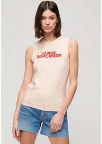 Tanktop Superdry "SPORT LUXE GRAPHIC FITTED TANK" Gr. S, pink (mauve morn pink) Damen Tops Shirttops