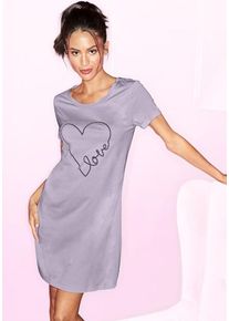 Vivance Dreams Bigshirt lila Gr. 32/34 für Damen. Rundhals und Druck. Bequem. Nachhaltig.