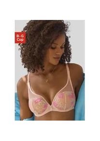 Bügel-BH Vivance Gr. 95, Cup G, pink (toffee, pink) Damen BHs mit neonfarbener Stickerei am Cup, Dessous