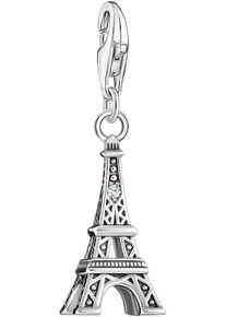 Charm-Einhänger Thomas Sabo "Eiffelturm mit weißem Zirkonia, 2074-643-21, 2075-414-39" Charms bunt (silberfarben, weiß, weiß) Damen Charms Anhänger mit Zirkonia (synth.)