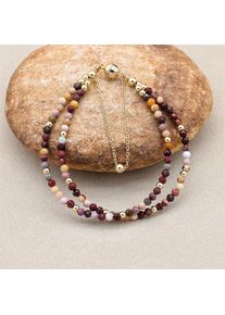 Ruiki Beads Jewelry 3mm Doppelschicht Naturstein Perlen Strang Armbänder Magnetschnalle Vergoldet Böhmisches Bettelarmband Damen Schmuck