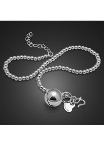 Baijia Jewelry Mode 100 % 925 Sterling Silber Glocken Fußkettchen Nette Strand Fuß 27 Cm Einfache Perlen Fußkettchen Böhmen Armband Frauen Schmuck Geschenk