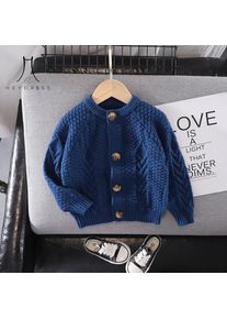 Heydress Kinderkleidung Pullover Neue Strickjacke Für Jungen Und Mädchen Rundhalsausschnitt Einreihige Kinder-Babyjacke