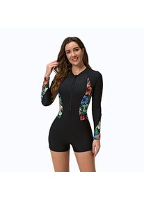 Onihua Swimsuit Bademode Damen Langarm Surfanzug Boxershorts Neoprenanzug Reißverschluss Badeanzug