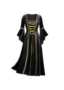 Inlzdz Mittelalterliches Vintage-Kleid Für Damen, Gothic-Renaissance-Kostüm, Maxikleider, Halloween-Outfits