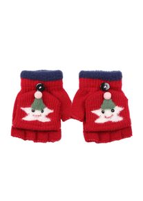 Insprerme Warme Gestrickte Winter-Flip-Top-Babyhandschuhe, Fingerlose Fäustlinge, Wandelbare Handschuhe