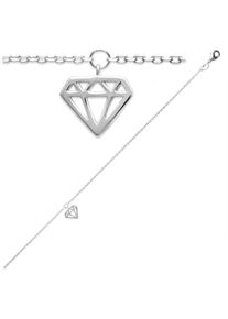 Les Trésors De Lily [Q8098] – Silbernes Fußkettchen „diamant“ (Rhodiniert) – 25 Cm 10x8 Mm