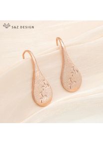 S&z Design Mode Einfache Elegante Löwenzahn Metall Eardrop Für Frauen Weibliche Hochzeit Schmuck Trendy Rose Gold Farbe Geschenk