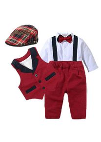Kaihena Baby Anzüge Junge Kleidung Weste Strampler Hut Formelle Kleidung Outfit Party Fliege Kinder Geburtstag Kleid
