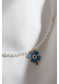 Süspüs Blaue Emaille-Kleeblatt-Perlenkette