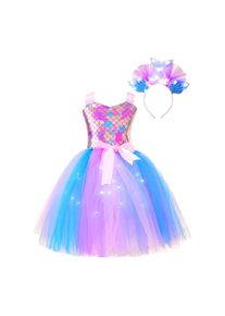 Winying Kinder Mädchen Meerjungfrau Kostüm Prinzessin Meerjungfrau Tutu Kleid Karneval Halloween Geburtstag Party Kleider Mit Haarreifen
