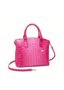 Weixier Krokodil Muster Einkaufstasche Doppel Griff Geldbörse Elegante Reißverschluss Handtasche
