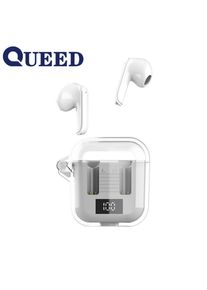 Queed Transparente Schale Bluetooth-Headset Semi-In-Ear-Digitalanzeige Drahtloses Headset Sport-Headset Lange Akkulaufzeit