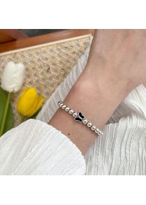 Audreykey 925 Sterling Silber Schlichtes Design Armband Schmetterling Liebe Herz Runde Perlen Handschmuck Damenmode Exquisite Geschenke