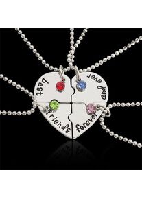 Zhan Hongbing 4-Teiliges Set „bester Freund Für Immer“-Halsketten-Set, Herzform, Puzzle, Handgestempelte Freundschaft