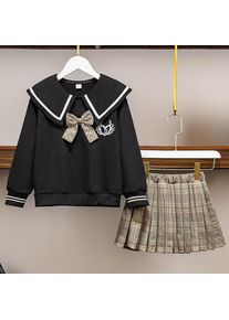 A-Shin Mode Mädchen Herbst Winter Set Kinder Pullover Rock Set Zweiteilige Akademie Stil Jk Uniform