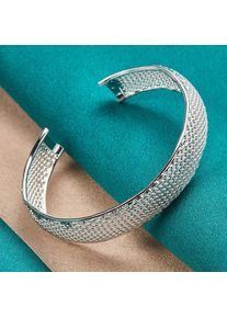Urmylady Jewelry Verstellbare Armreifen Aus 925er-Sterlingsilber Mit Gewebtem Netzgewebe Für Damen, Modeschmuck