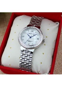 Kingnuos Hochwertige Mode-Diamanten-Damenuhr, Solides Armband, Wasserdichte Uhr