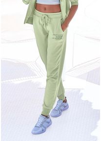 Buffalo Jogginghose grün Gr. 32/34 für Damen. Mit Druck. Bequem. Nachhaltig.