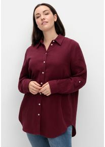 Große Größen Musselin-Bluse mit Hemdkragen und Krempelärmeln Gr. 54 rot von sheego für Damen
