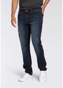 Straight-Jeans Bruno Banani "Hutch" Gr. 36, Länge 36, blau (blue damage) Herren Jeans Straight Fit Bestseller