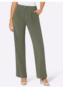 Damen Bügelfaltenhose, grün, Gr. 40, 63% Polyester, 33% Viskose, 4% Elasthan, Hosen