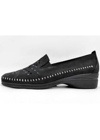 Damen Slipper, Gr. 36, schwarz, Veloursleder, feminin, Schuhe