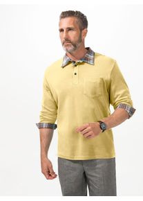 Herren Poloshirt "Langarm-Poloshirt", gelb, Gr. 44, gemustert, kariert, unifarben, 100% Baumwolle, Shirts