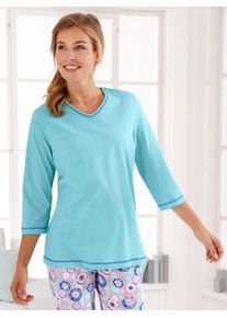 Damen Pyjamaoberteil "Schlafanzug-Shirt", Gr. 36, blau, 100% Baumwolle, unifarben, Shirts