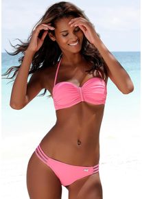 Buffalo Damen Bikini-Hose "Happy", rosa, Gr. 32, unifarben, Polyamid, Microfaser, Badehosen, mit geflochtenen Bändern