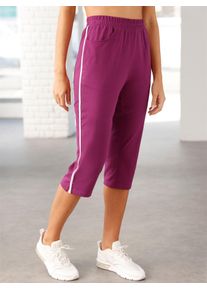 Damen Caprihose, lila, Gr. 48, unifarben, 100% Baumwolle, Hosen