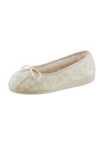 CLASSIC Damen Hausschuh, Gr. 37, beige, Textil, Schuhe
