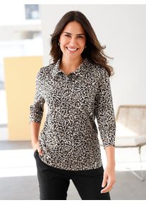 Damen Poloshirt "Poloshirt", braun, Gr. 44, gemustert, mehrfarbig, animal-print, 100% Baumwolle, Shirts