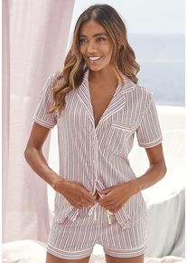 s.Oliver Shorty mehrfarbig Gr. 32/34 für Damen. V-Ausschnitt und Allover-Druck, Piping. Basic. Nachhaltig.