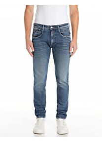 Slim-fit-Jeans Replay "ANBASS" Gr. 34, Länge 32, blau (medium blue) Herren Jeans Slim Fit mit Washed-Optik