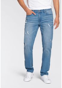Straight-Jeans Bruno Banani "Hutch" Gr. 34, Länge 36, blau (light blue damage) Herren Jeans Straight Fit Bestseller