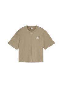 T-Shirt Puma "CLASSICS Geripptes Relaxed Damen" Gr. L, beige (oak branch beige) Damen Shirts kurzarm