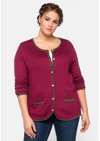 Große Größen Strickjacke im Trachtenstil, Knöpfe in Holzoptik Gr. 40/42 rot von sheego für Damen