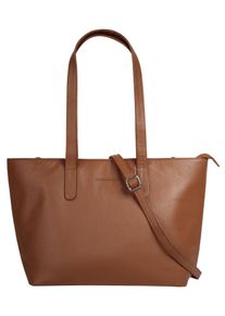 Bruno Banani Damen Shopper, braun, Leder, unifarben, leicht glänzend, Taschen, echt Leder