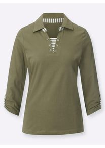 sheego Große Größen 3/4-Arm-Shirt in 2-in-1-Optik, khaki, Größe 50 - Damen