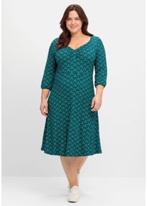 sheego by Joe Browns Große Größen Jerseykleid mit Herzausschnitt und Grafikprint Gr. 50 grün bedruckt von sheego für Damen