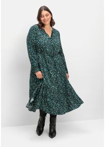 Große Größen Midikleid mit Tunnelzug in der Taille Gr. 44 grün bedruckt von sheego für Damen