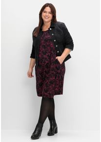Große Größen Tailliertes Shirtkleid mit 3/4-Arm und floralem Print Gr. 52 schwarz geblümt von sheego für Damen