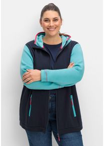 Große Größen Funktionsjacke aus Fleece, in Kontrast-Optik Gr. 52/54 blau von sheego für Damen