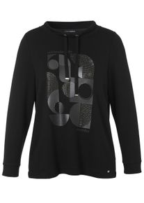 Via Appia Due Große Größen Sweatshirt mit Glitzer-Frontprint und Stehkragen Gr. 48 schwarz für Damen