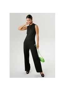 Jumpsuit Aniston SELECTED Gr. 46, N-Gr, schwarz Damen Overalls wide leg